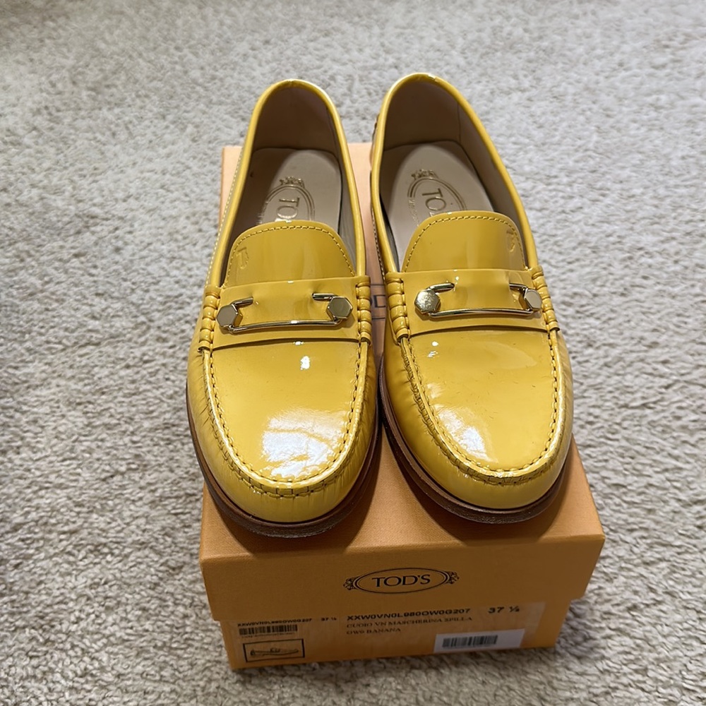 Tods standout patent leather loafer